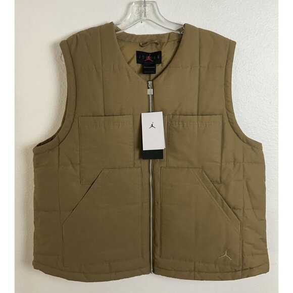 Nike Jordan Women's Quilted Vest Brown Kelp FB5192-395 Loose Fit Size Large NWT - Picture 11 of 12